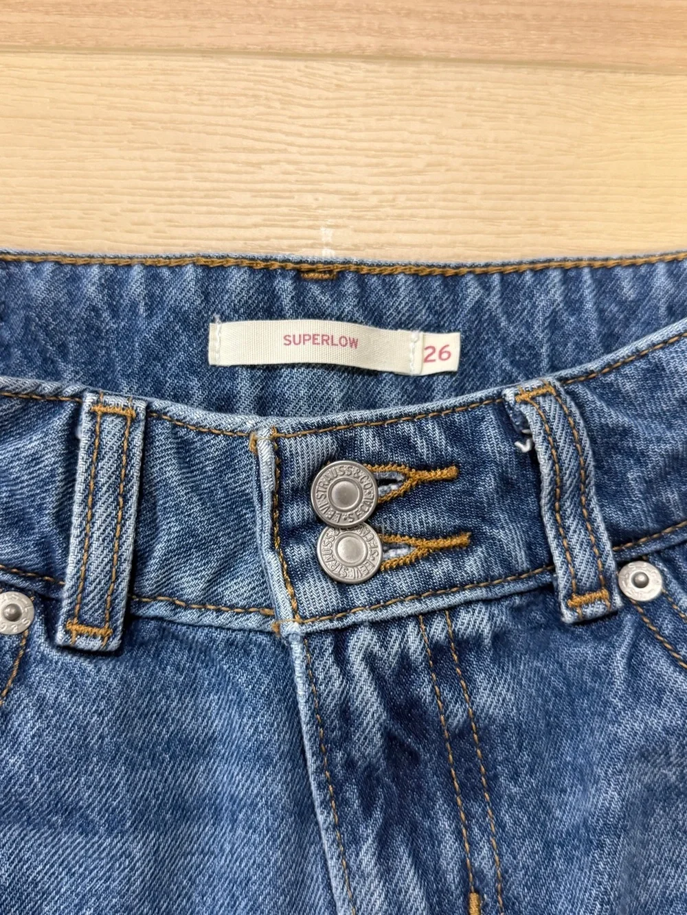 Levi’s Superlow Denim Shorts—Size 26